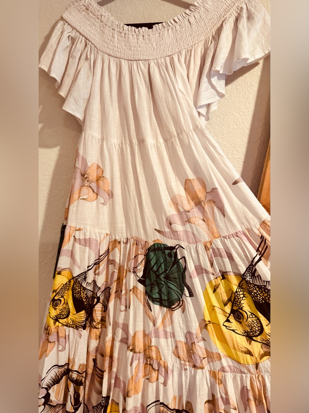 Pia Binazzi x Maeve Anthropologie Fish Print Tiered Maxi Dress - Picture 8 of 8